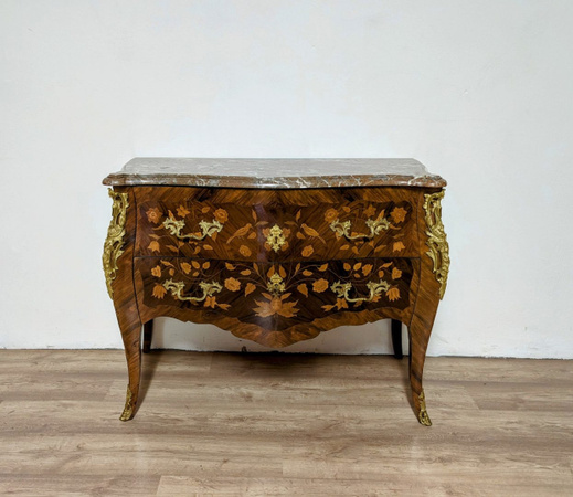 Antike Palisander Kommode mit floralen Intarsien in Braun von Antikhof Brück