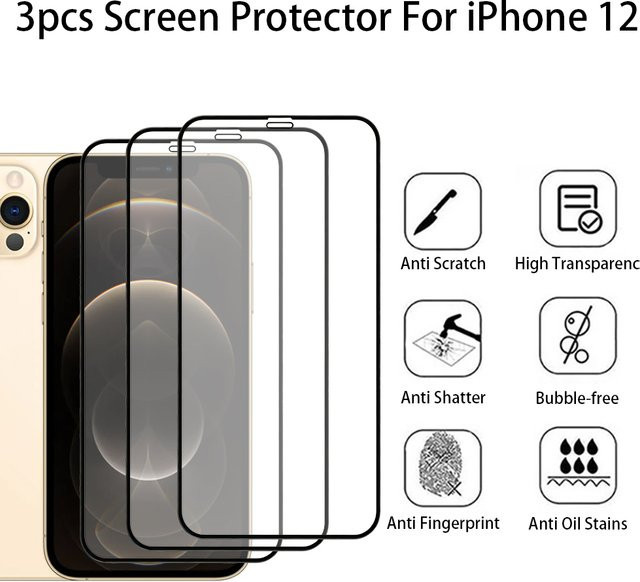 Advaka 3-teiliger Anti-Spy Sichtschutz Displayschutz aus gehärtetem 9H Glas für iPhone 12, 12 Pro und 12 Pro Max, transparent und case-freundlich - Bild 1