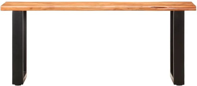 vidaXL Sitzbank mit Naturkante aus Akazien-Massivholz und Stahl in Braun und Schwarz, Breite: 110 cm, Tiefe: 35 cm, Höhe: 46 cm - Bild 1