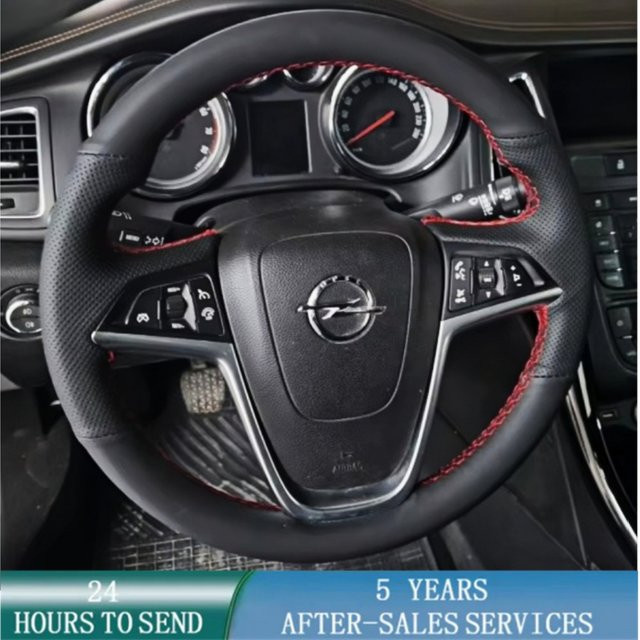 WUNHKF Lenkradabdeckung aus Mikrofaser-Leder zum Handnähen für Opel Insignia 2008–2013, Astra J, Cascada und Mokka 2012–2019, Schwarz - Bild 1