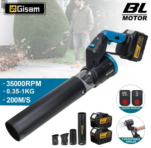 Gisam 2-in-1 Elektrischer Luftbläser Turbo-Jet-Ventilator Schwarz für Makita LXT 18V Akku - Bild 1
