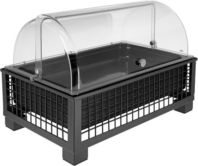 VEGA Buffetvitrine Portland hoch GN 1/1 aus Melamin, anthrazit/transparent/weiß, B/T/H: 35,2 x 55,4 x 29,9 cm - Bild 1