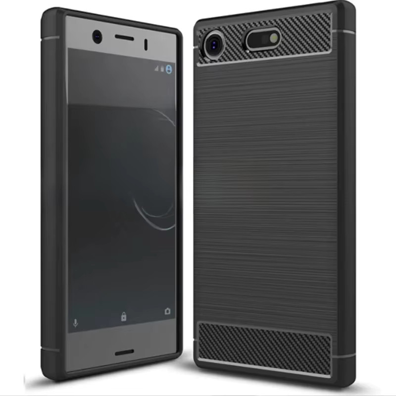 Sony Xperia XZ1 Compact Silikon Schutzhülle im Carbon-Fiber-Design in Schwarz - Bild 1