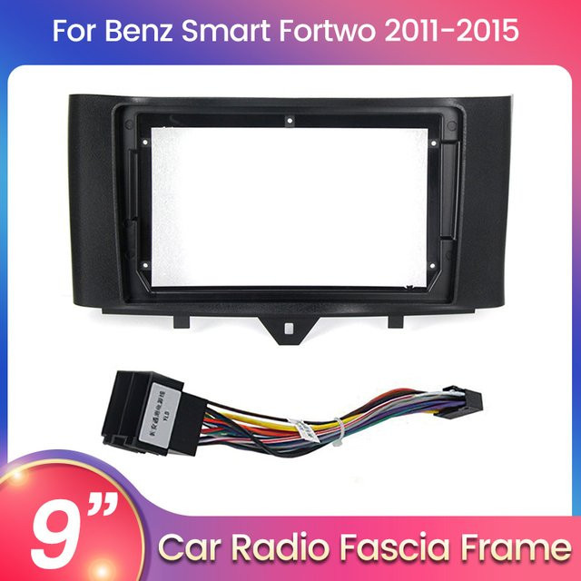 STRONGNAVI Auto-Stereo-Einbaurahmen für Mercedes Benz Smart Fortwo 2011-2015, 9-Zoll Android 2DIN Radio Armaturenbrett-Panel mit GPS, Schwarz - Bild 1