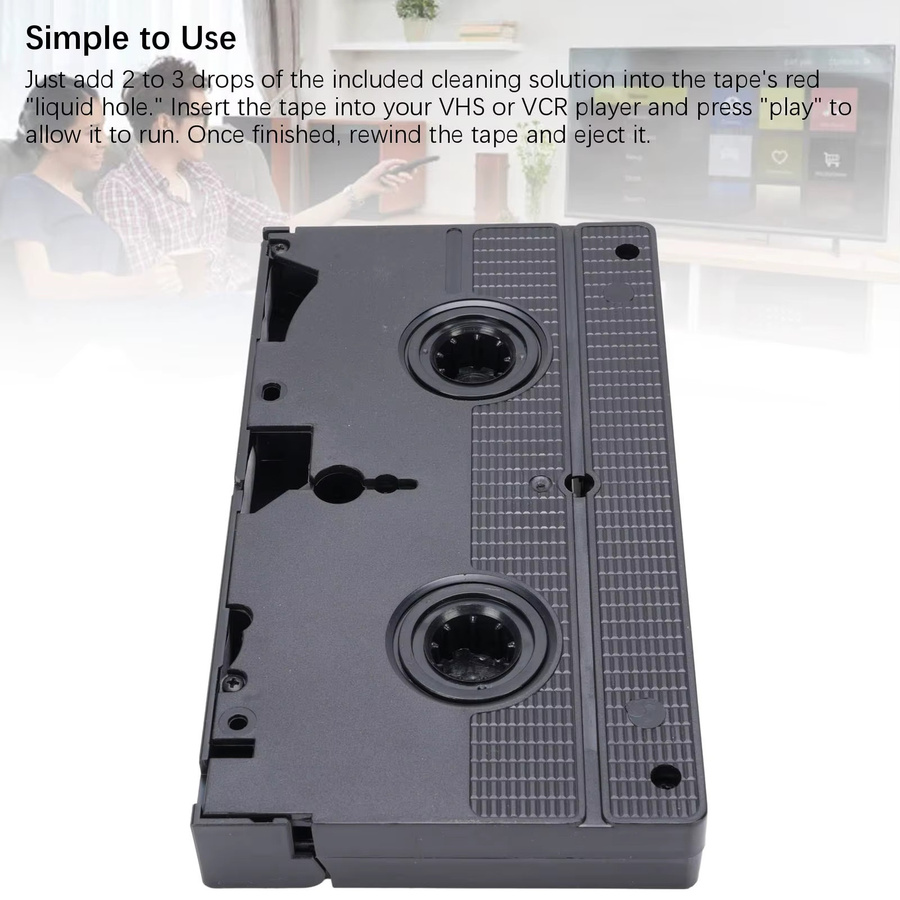 VBESTLIFE VHS-Videokopfreiniger für VCR-Player zur Nassreinigung in Schwarz - Bild 2