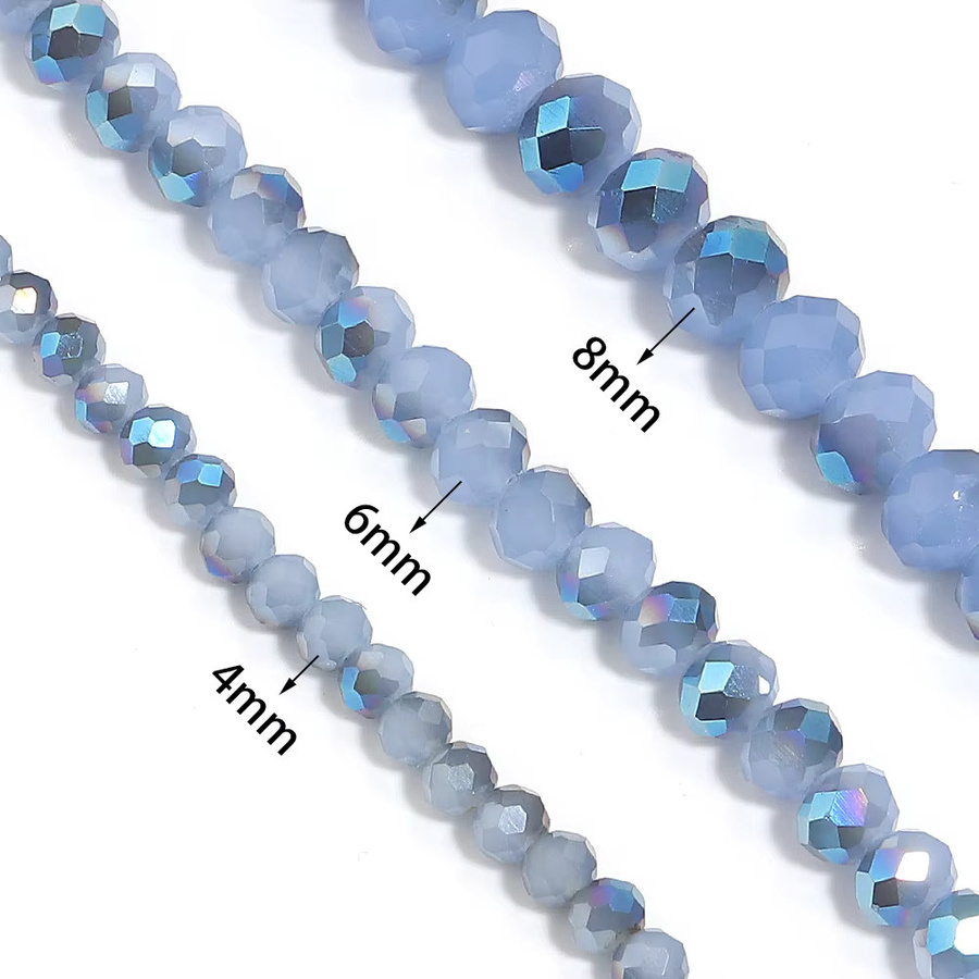 lingsai Rondell-Abstandhalterperlen, Tschechische Glas-Jade, Hellblau-grau, 4/6/8mm - Bild 2