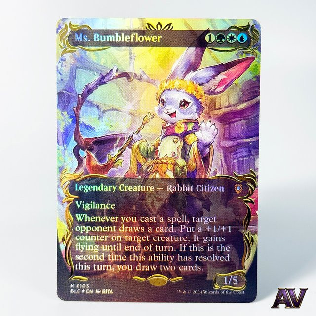 Hasbro Commander Bloomburrow Ms. Bumbleflower Squirrel General the Mind Sculptor Borderless Foil Replica Proxy Cards - Bild 1
