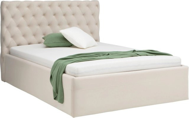 Mömax Polsterbett Katar in Beige mit gepolstertem Rahmen, Breite: 160 cm, Tiefe: 200 cm - Bild 1