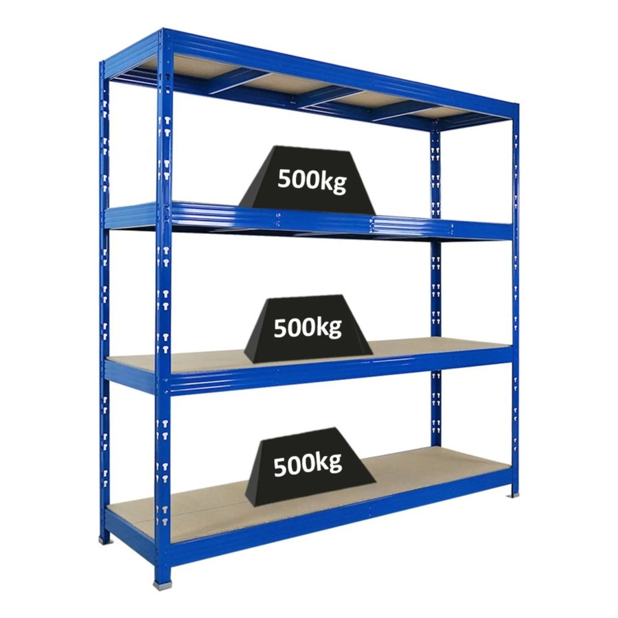 PROREGAL Rhino Profi Schwerlastregal mit 4 Spanplatten-Ebenen, Blau, H x B x T: 200 x 200 x 60 cm - Bild 2
