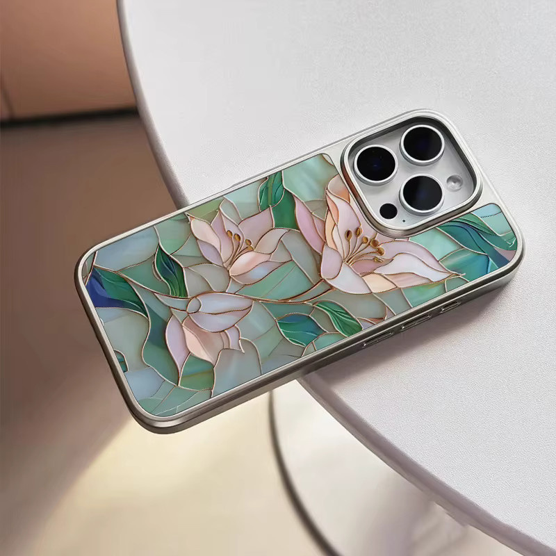 DecoPhone Schutzhülle Jade-Lotusblume für iPhone 11 bis 17 Pro Max in Grün und Multicolour, mattiert und sturzsicher - Bild 3