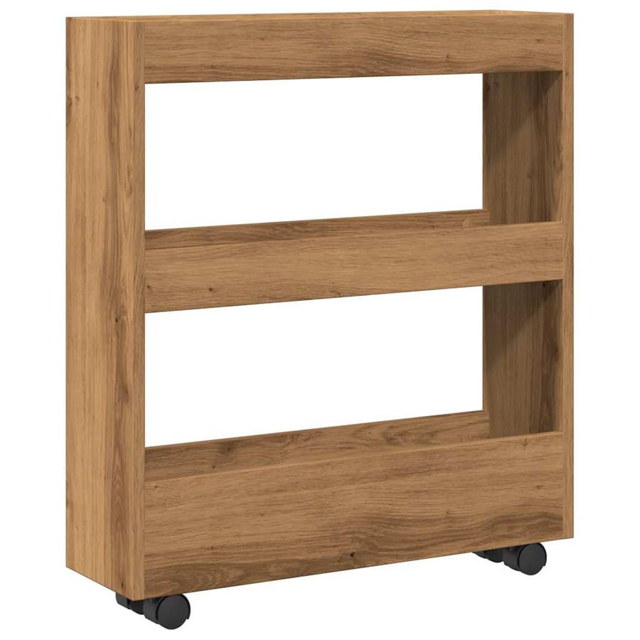 Vidaxl Schmaler Beistellwagen, 3-stöckig, Farbe: Braun, Material: Holzwerkstoff, Design: Artisan-Eiche - Bild 3
