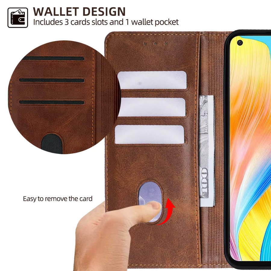 Business Leder Flip-Cover Schutzhülle für Honor X90 X80 X70 Pro Plus in Braun - Bild 4