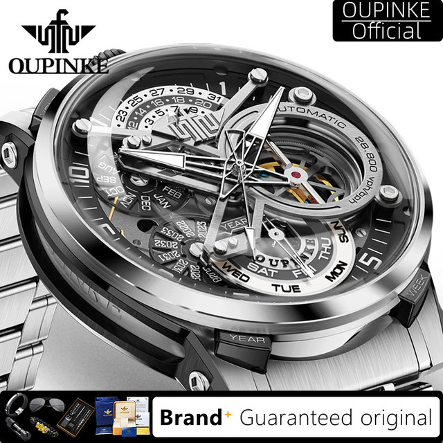 OUPINKE Armbanduhr Automatik, Edelstahl, Schwarz, Bicolor, Herren - Bild 1