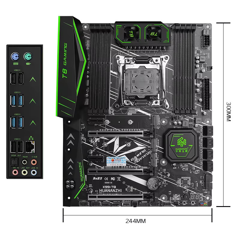Huananzhi X99-T8 Motherboard in Schwarz mit Unterstützung für LGA 2011-3, NVMe M.2 SSD und DDR3 REG ECC Speicher sowie Xeon E5 V3 V4 Prozessoren - Bild 5
