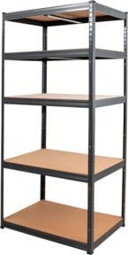 STIER Steck-Fachbodenregal aus Stahl in Grau mit verstellbaren Fachböden, H x B x T: 180 x 90 x 60 cm - Bild 1