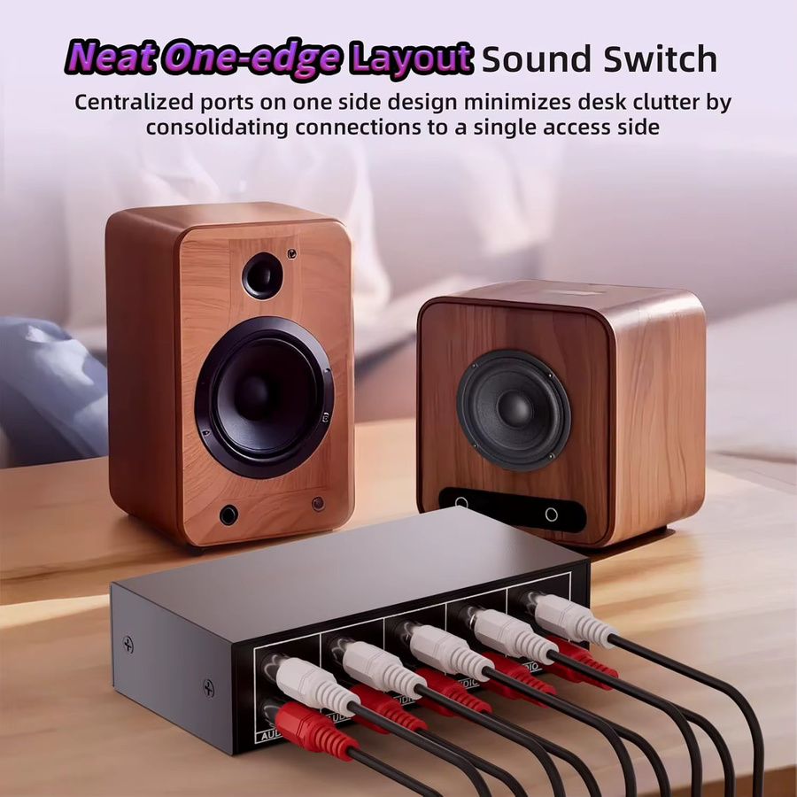 Konsenda 4 in 1 Audio Switcher Bidirektionaler Stereo Passiv Selektor 3,5 mm AUX und RCA Schwarz - Bild 4