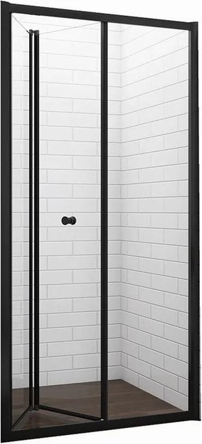 Duschparadies Walk-in Falttür Nischentür aus ESG Glas mit Nano-Beschichtung, Farbe Schwarz, B: 76 cm, H: 195 cm - Bild 1