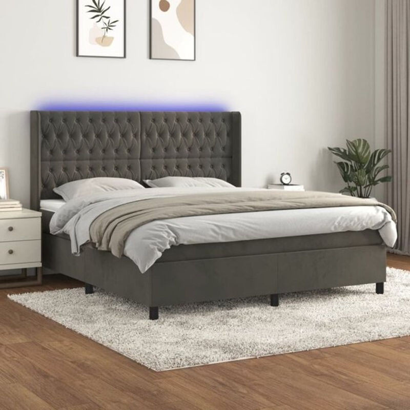 Vidaxl Boxspringbett mit Matratze in Anthrazit Grau aus Samt Polyester B/T/H: 180 x 200 x 118 cm - Bild 1