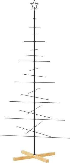 furnicato Weihnachtsbaum aus Metall mit Holzständer in Schwarz, Höhe: 180 cm - Bild 1
