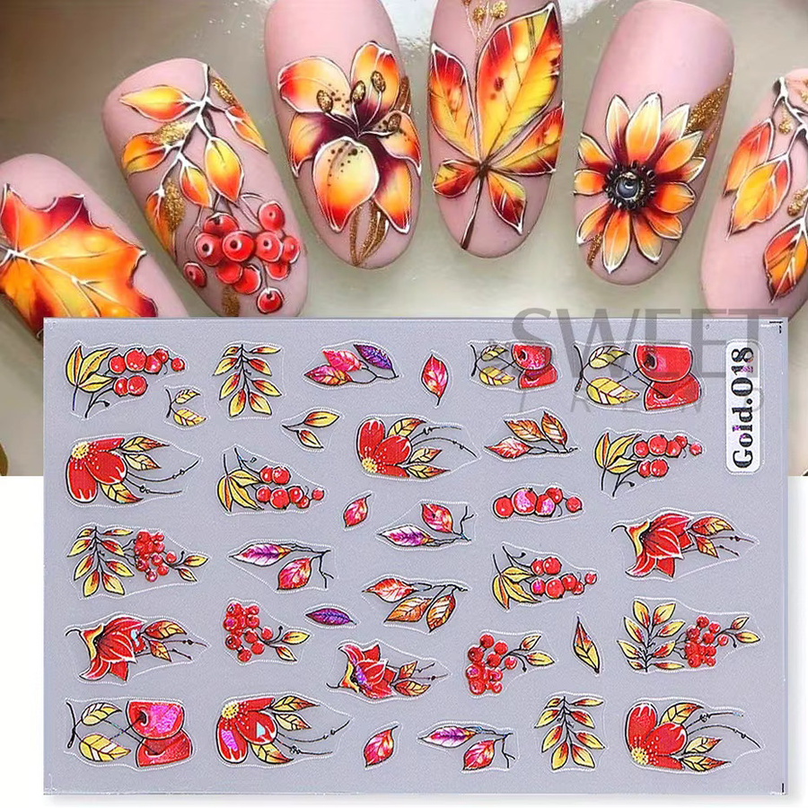 Sweet Trend Nagelaufkleber, Holographisch, Herbst Winter Design, 2 Stück - Bild 2
