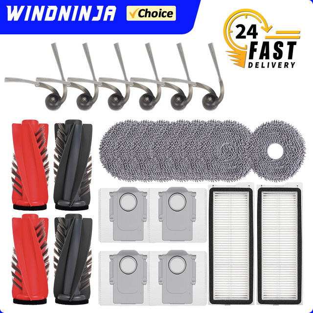Roborock Hauptseitenbürste und Filter Moppbeutel Set für Curv, CurvC, Curv S5X, 5A1, 5XC, Edge, EdgeC, Edge S5A, 5V1 und Qrevo 5AE - Bild 1