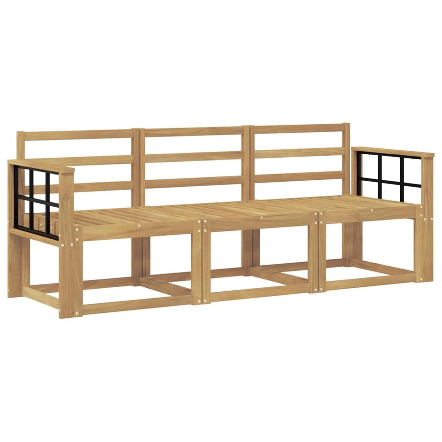vidaXL Outdoor-Sofagarnitur 3-teilig aus Akazienholz in Weiß, B/T/H: 189,5 x 63 x 73 cm - Bild 2
