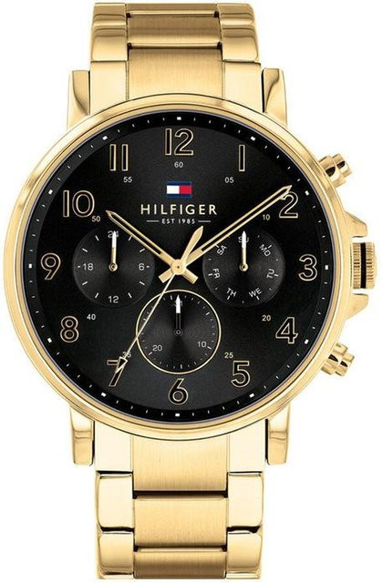 Tommy Hilfiger Armbanduhr, Quarz, Edelstahl, Schwarz, 45 mm, Herren - Bild 1