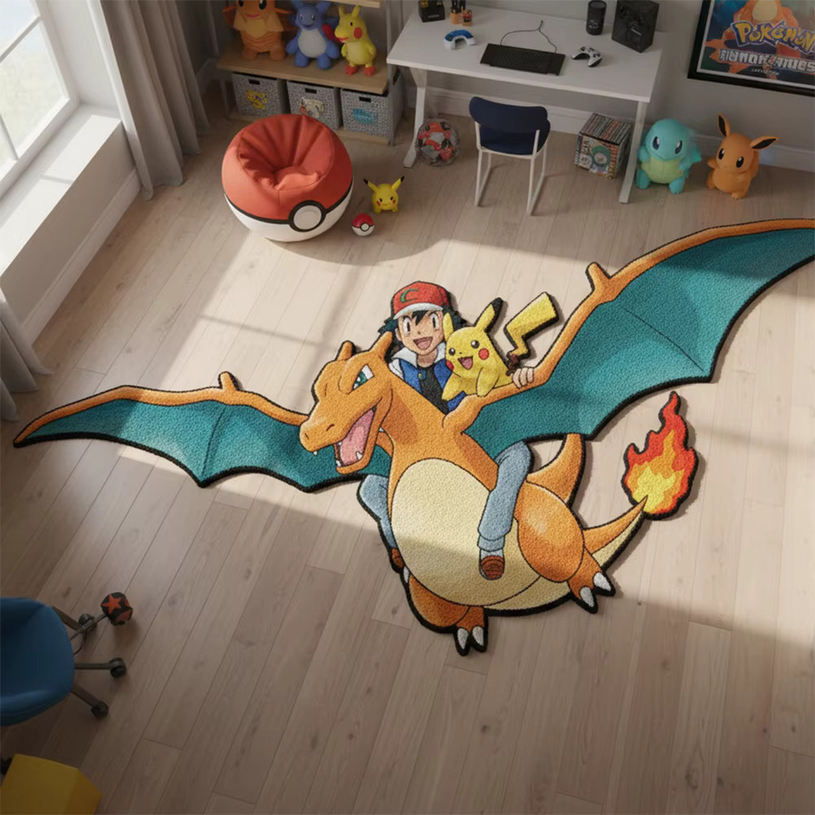Bandai Pokemon Anime Teppich mit Charizard und Pikachu in Multicolour für das Kinderzimmer oder Gaming-Zimmer - Bild 3