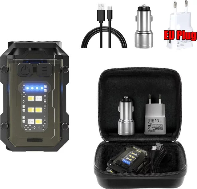 Heinast LED EDC Schlüsselbund Taschenlampe mit COB Seitenlicht, wiederaufladbar und wasserdicht, Schwarz - Bild 1