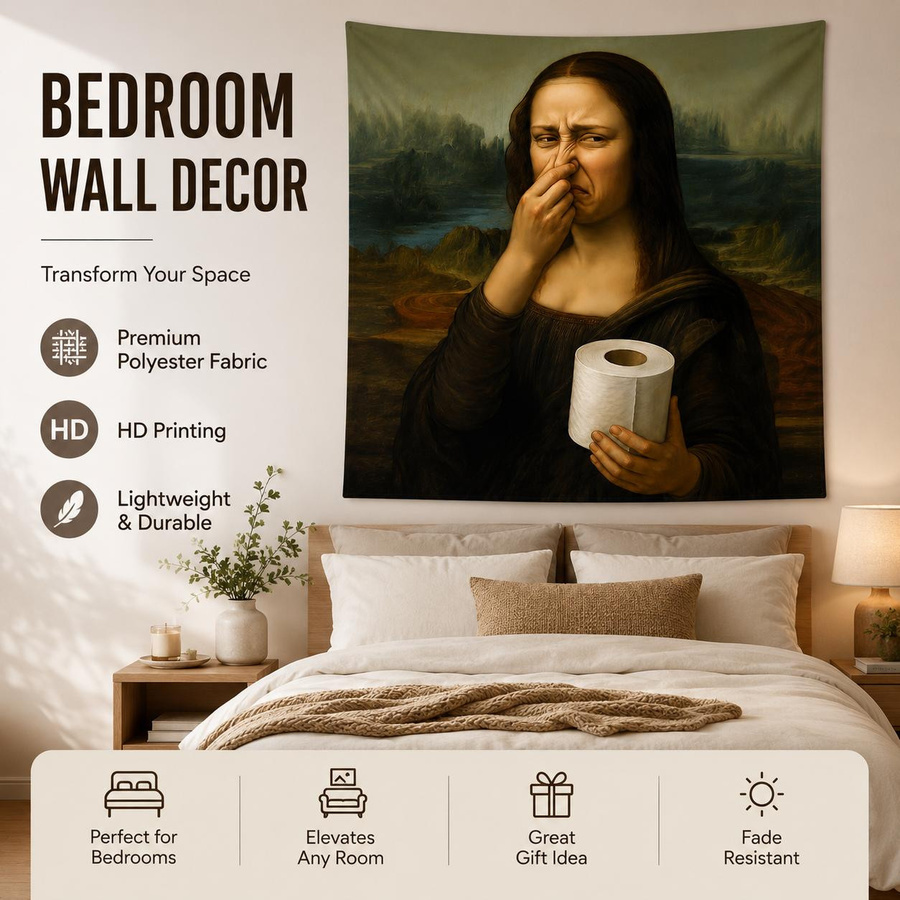 Humorvoller Wandbehang Mona Lisa Toilettenpapier Wandteppich von JMG Household Supplies, Mehrfarbig, Breite: 40 cm, Höhe: 60 cm - Bild 2