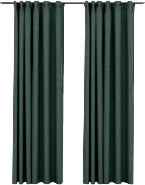 vidaXL Verdunkelungsvorhänge in Leinenoptik mit Haken, 2 Stück, Grün, B: 140 cm, H: 225 cm - Bild 1