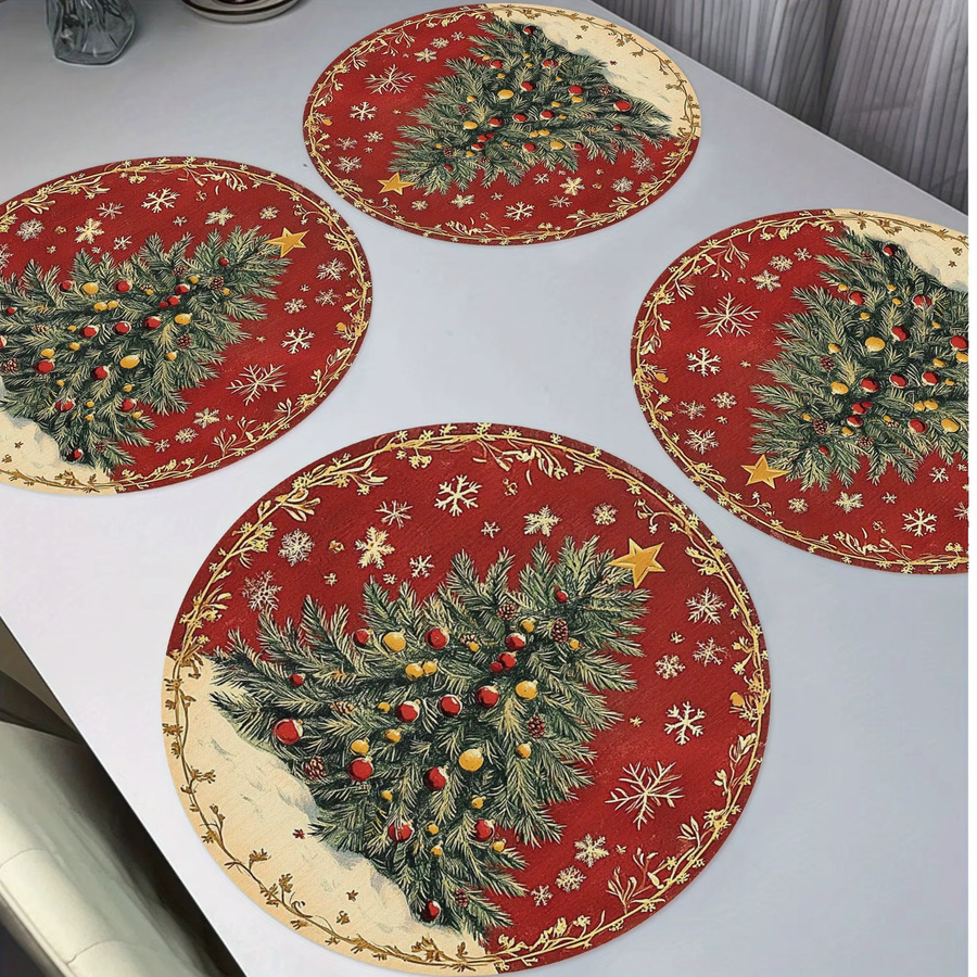 VIKAMA 4-teiliges Weihnachtsbaum-Tischset mit bunten Lichtern zur Tischdekoration für dein Zuhause und Weihnachtsfeiern - Bild 4