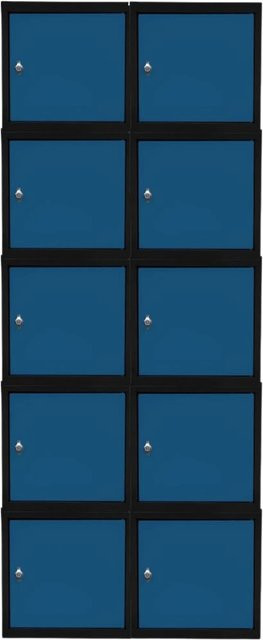PROREGAL Blocky Schließfachwürfel 10er Set mit Drehriegelschloss für Vorhängeschlösser, Anthrazitgrau-Enzianblau, B/T/H: 40 x 40 x 40 cm - Bild 1