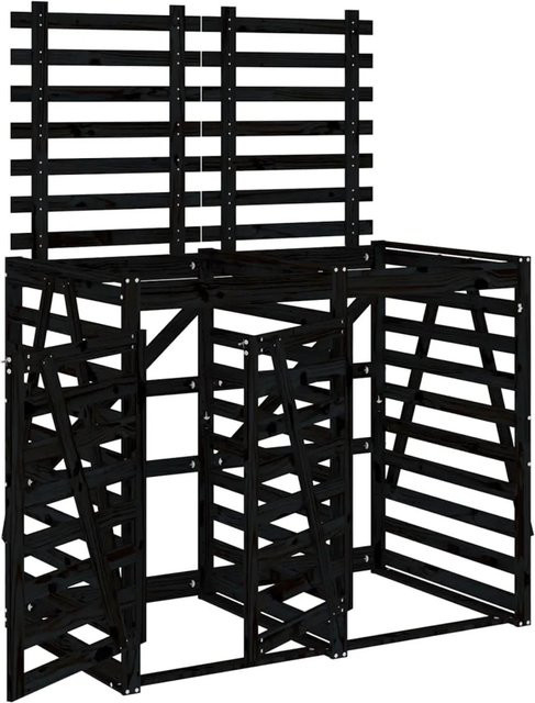 vidaXL Mülltonnenbox für 2 Tonnen aus Kiefer Massivholz in Schwarz - Bild 1