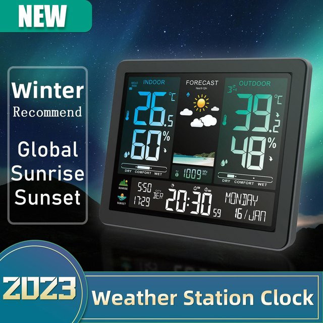 Professionelle elektronische Wetterstation Painter mit intelligentem Farbbildschirm für Temperatur, Luftfeuchtigkeit und Barometer in Schwarz - Bild 1