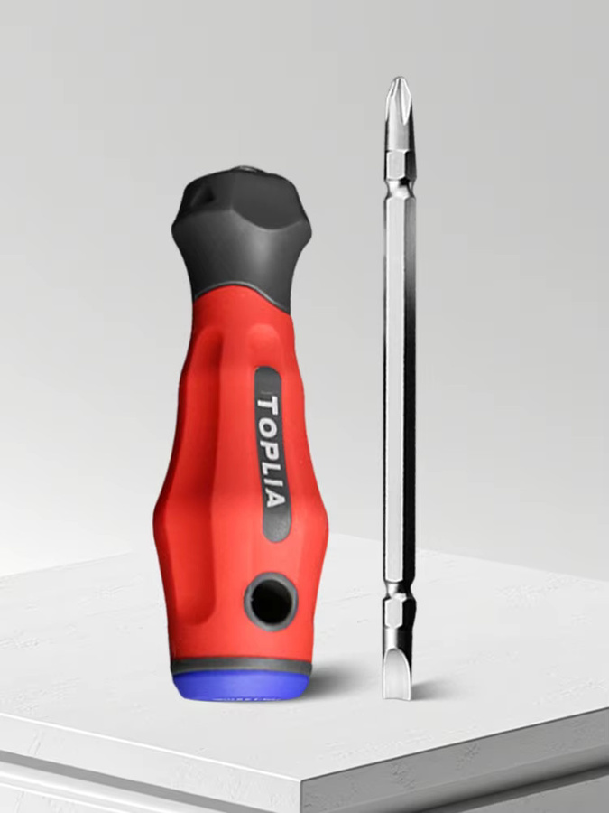 TOPLIA Dual-Purpose-Schraubendreher aus CR-V mit Doppelkopf in Rot, Magnetischer Phillips und Schlitz Schraubendreher für Reparaturen und Haushalt - Bild 3
