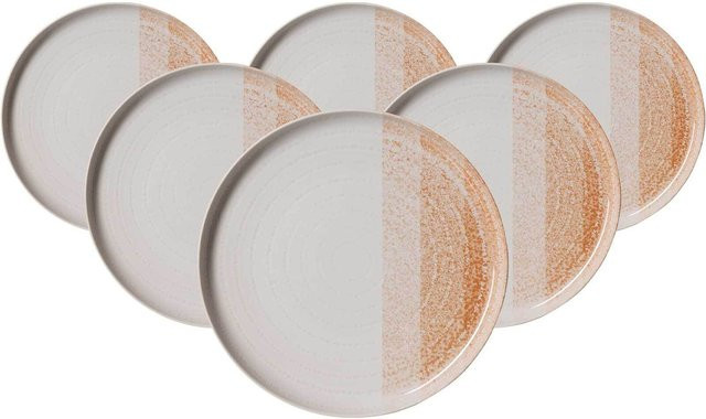 Ritzenhoff & Breker Speiseteller Trio aus Steinzeug, Braun, gestreift, 6er Set, Durchmesser: 25 cm - Bild 1