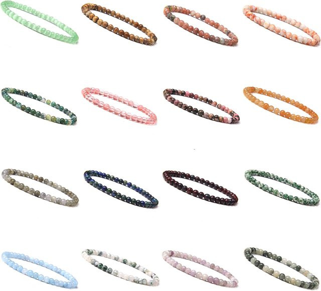 Armband, Quarz Achat Perle Naturstein, Schwarz, Unisex - Bild 1