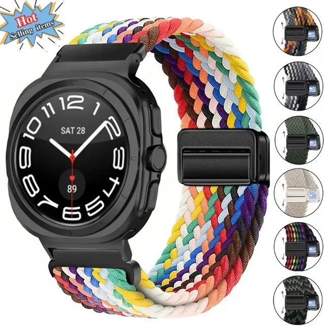 Samsung Uhrenarmband Nylon, geflochtenes Schlaufenarmband, Multicolor, 47 mm - Bild 1