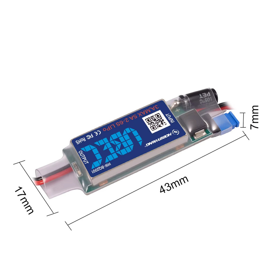 Hobbywing UBEC 3A Leistungsstabilisierungsmodul für 2-6S Lipo, 5V/6V einstellbar, Blau - Bild 3