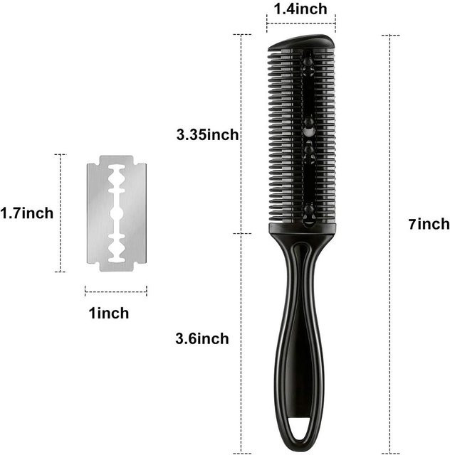3-teiliger Haarrasierer-Kämme, doppelseitiger Haarschneidekamm mit 10 Edelstahlklingen, schwarz - Bild 1