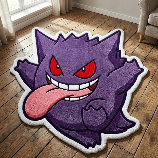 Bandai Pokemon Gengar Teppich aus weichem Polyester in Lila, rutschfeste Anime-Bodenmatte für Kinderzimmer und Schlafzimmer - Bild 1