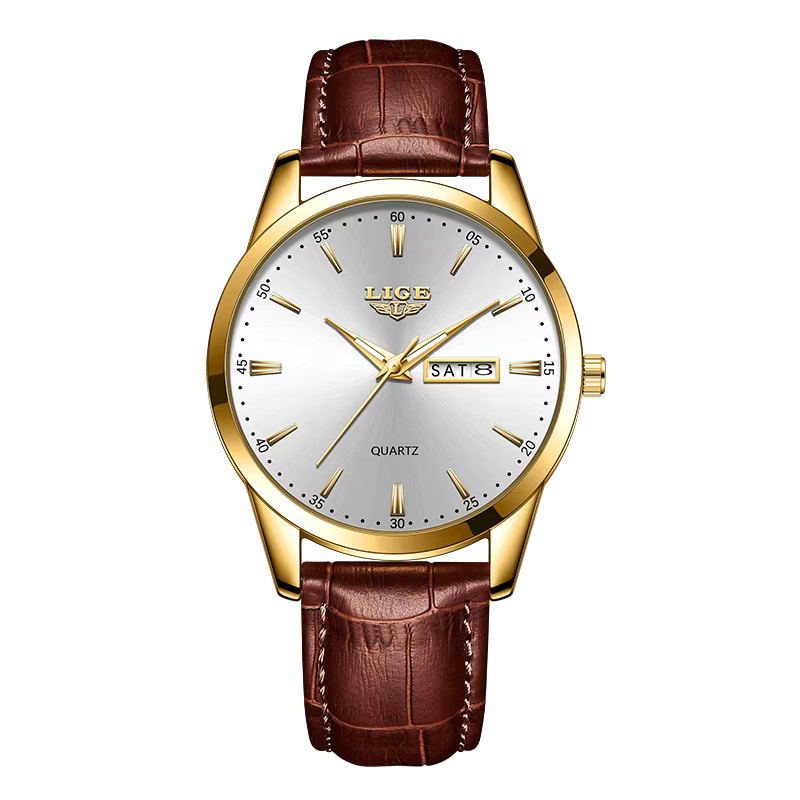 LIGE Armbanduhr, Analoguhr, Gold, Silikon, Herren - Bild 7