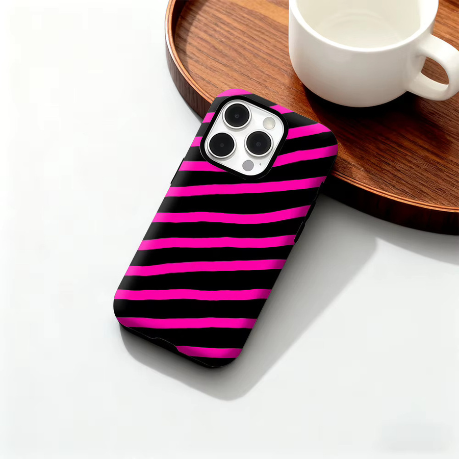 Potdemiel Handyhülle mit rosa Streifen für iPhone 17 16 15 14 13 12 Pro Max Plus mit doppelschichtiger Rückseite - Bild 6