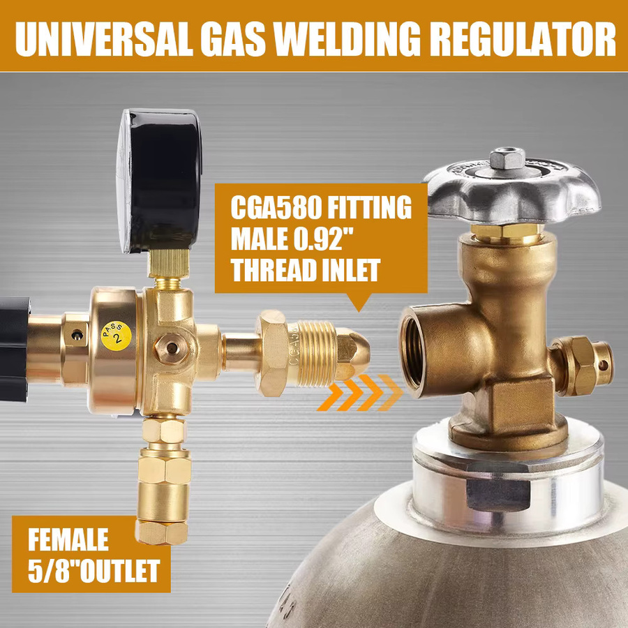 KingHui Argon-Gasregler mit 0–600 PSI, 1/4 Zoll Außengewinde, Glockenmund-Auslassanschluss und selbstrückstellendem Druckentlastungsventil CGA580 - Bild 3