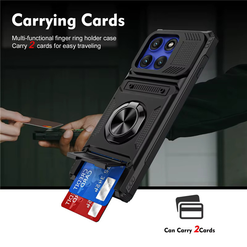 OTT-BOX Armor Case Magnetische Ringhalterung Stoßfeste Hülle für Motorola Moto G Play Power Stylus 2025 2026 Edge 60S 50 Pro Fusion Android in Schwarz oder Blau - Bild 3