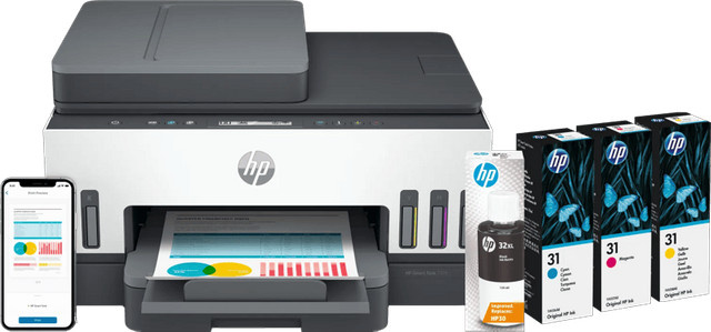 HP Smart Tank 7305 Inkjet-Multifunktionsdrucker in Weiß inklusive einem Satz Reservetinte zum Drucken, Scannen und Kopieren - Bild 1