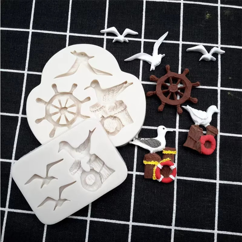 Silikonform für Backzubehör in Form von Möwen, Booten, Ankern und Rudern zur Dekoration von Fondant, Kuchen, Gumpaste und Schokolade in Weiß - Bild 3