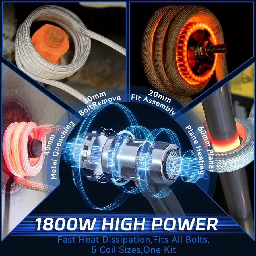 Podofo Split-Induktionsheizgerät-Set 1800W mit maximal 8A für das flammenlose Entfernen von Schrauben - Bild 2