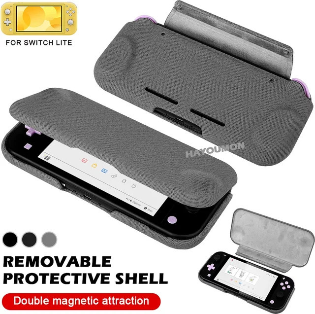 Hayoumon Schutzhülle für Nintendo Switch Lite in Grau mit abnehmbarer Magnetschale und 360 Grad Flip Cover Rundumschutz - Bild 1
